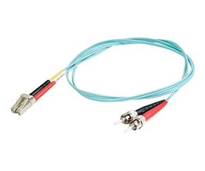 C2G 2m LC-ST 10Gb 50/125 OM3 Duplex Multimode PVC Fibre Optic Cable (LSZH) - Aqua