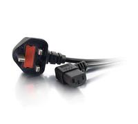 C2G 3 Metre 17 AWG 90 degree power cable (IEC320C13R to BS1363) Right Angle Kettle lead, Black