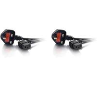 C2G 5 Metre 18 AWG 90 degree power cable (IEC320C13R to BS1363) Right Angle Kettle lead, Black (Pack of 2)