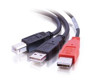 C2G 81578 2M USB-B Male to 2 x USB-A Male Y Cable, USB 2.0 ideal for powering Hard Drives, Black