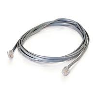 C2G 83867 10M RJ11 6P4C Straight Modular Internet ADSL Cable, Cable suitable for High Speed Internet, Broadband Router, Modem, Phone Socket, Microfilter and More, Silver