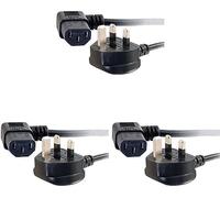 C2G 88520 2 Metre 18 AWG 90 degree power cable (IEC320C13R to BS1363) Right Angle Kettle lead, Black (Pack of 3)