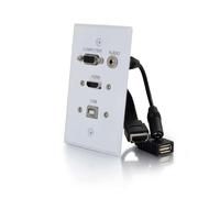 C2G/Cables to Go 39706 HDMI, VGA, 3.5mm Audio and USB Pass Through Single Gang Wall Plate - White