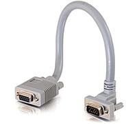 C2G/Cables to Go 52021 Premium Shielded HD15 SXGA M/F Monitor Extension Cable with 90° Downward-Angled Male Connector (1 Feet,Gray)