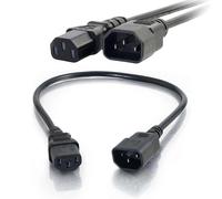 C2G IEC C13 to C14 Computer Extension Power Cable Bundle - 0.5m & 1m 18 AWG Kettle Leads for PC, Monitor, Printer & AV Equipment
