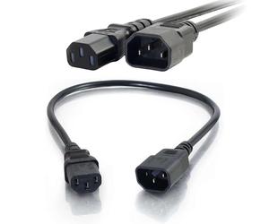C2G IEC C13 to C14 Computer Extension Power Cable Bundle - 0.5m & 1m 18 AWG Kettle Leads for PC, Monitor, Printer & AV Equipment