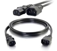 C2G IEC C13 to C14 Computer Extension Power Cable Bundle - 1m & 2m 18 AWG Kettle Leads for PC, Monitor, Printer & AV Equipment