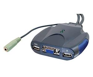 C2G TrueLink Series 2-Port VGA, USB Micro KVM with Audio Complete Compact Multi CPU Solution - All Cables Included