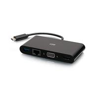 C2G USB-C to HDMI VGA RJ45 Adapter- White Compatible with MacBook Pro/Air, iPad Pro/Air, Galaxy,Surface Pro,XPS etc.