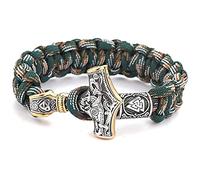 C2Jew Mjolnir Cuff Bracelet Handwoven Paracord Nordic Viking Thor's Hammer Talisman with Gift Box,Camouflage,19cm/7.5inch