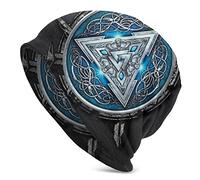 C2Jew Nordic Valknut Viking Beanie Caps Unisex Adult Men's Warm Hat Stretch Slouchy Baggy Skull Cap Knit Hats 10.6×11Inch,Valknut Blue