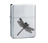 C3 Dragonfly BLACK FINISH fine English Pewter on a chrome silver wind proof ligher flip top petrol refillable