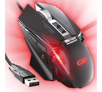 C300 Gaming Mouse, 12800 DPI RGB Wired Gaming Mouse with 6 Backlit Modes & 7 Programmable Macro Buttons, Tunable Weight System, Computer Mice 1.6M USB Cable, Mouse Gamer for Laptop PC Mac Windows