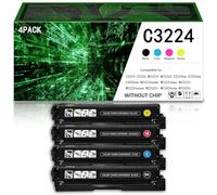 C3210 C3224 High Yield Toner Cartridge (4Pack) - Compatible for Lexmark Black Yellow Cyan Magenta Ink Cartridge Replacement for C3224 C3326dw C3224dw MC3224adwe MC3326i Printer,4Color-3500Page