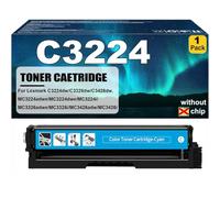 C3210C0 C3210K0 C3210M0 C3210Y0, C3224 Toner Cartridge, Without Chip | Works for Lexmark C3224dw C3326dw C3426dw MC3224adwe MC3224dwe MC3224i MC3326adwe MC3326i Printer,Cyan-1 set