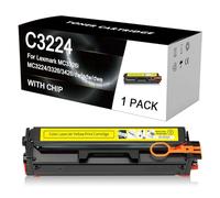 C3224 Toner Cartridge Compatible for Lexmark C3224 C3326 C3426 MC3224 MC3326 MC3426 Printers, C3220K0 C3220C0 C3220M0 C3220Y0 Toner Cartridge Refills,Y-1500 Pages