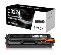 C3224 Toner Cartridge Compatible for Lexmark C3224 C3326 C3426 MC3224 MC3326 MC3426 Printers, C3220K0 C3220C0 C3220M0 C3220Y0 Toner Cartridge Refills,BK-1500 Pages