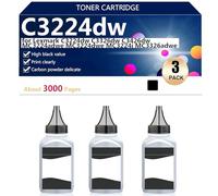 C3224 Toner Cartridge Refill Toner Powder Compatible for Lexmark C3224dw C3326dw C3426dw MC3224adwe MC3224dwe MC3224i MC3326adwe Printers, High Yield 3000 Pages,3*Black