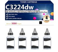 C3224 Toner Cartridge Refill Toner Powder Compatible for Lexmark C3224dw C3326dw C3426dw MC3224adwe MC3224dwe MC3224i MC3326adwe Printers, High Yield 3000 Pages,4*Black