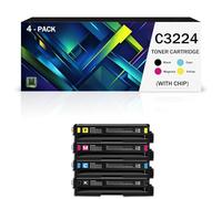 C3224 Toner with Upgraded Chip High Page Yield Compatible for Lexmark C3224 C3326 MC3224 MC3326 Series Printer Replacement for C3210 Toner Cartridge 4 Pack BK/C/M/Y(Size:1500Page,Color:1 Set)