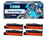 C3300 Drum Cartridge Compatible for Okidata OKI C3300 C3400 C3450 C3400n C3600 Printers, With Chip Large Capacity 15000 Pages (4 Pack Black)