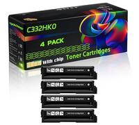 C332HK0 Compatible for Lexmark Toner Cartridges with Chip C3224dw C3226dw C3326dw MC3226adwe Printers (4 Pack Black)