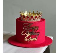C339 Happy Birthday Queen Cake Topper, Birthday Queen Cake Decoration Sign, Golden Girls Toppers Birthday Cake Decor for Wedding Anniversary Engagement Bridal Shower Princess party Decorations