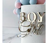 C357 Gold Acrylic Boy or Girl? Cake Topper, Gender Reveal Cake Topper, Glitter Baby Shower Party Decorations for Baby Shower, Pregnancy, 1st Birthday Party welcome Party Supplies