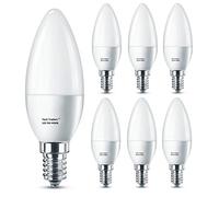 C37 E14 LED Candle Light 5W, Day White 4000K Frosted Candelabra E14 SES, Non-Dimmable, 400Lm, LED Light-Pack of 6