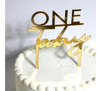 C377 First Today Birthday Cake Topper, Gold One Sign 1st birthday Cake toppers, One Year Birthday Party Decor for Baby, Couples and Marriage First Anniversary