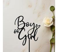 C380 Black Acrylic Boy or Girl? Cake Topper, Gender Reveal Cake Topper, Glitter Baby Shower Party Decorations for Baby Shower, Pregnancy, 1st Birthday Party Party welcome Baby Party Supplies
