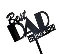 C381 Acrylic Best Dad in The World Cake Toppers, Father's Day Memorial Stakes Grave Topper, Happy Birthday Cake Decorations for Dad or Husband Birthday Anniversary Party Supplies