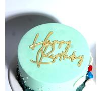 C383 Happy Birthday Cake Topper, Gold Mirror Acrylic Birthday Cake Sign, Glitter Baby Shower Cake Topper, Birthday Party or Boys Girls Women Men Wedding Anniversary Party Cake Decorations Supplies
