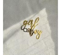 C390 Gold Acrylic Girl or Boy Cake Topper, Gender Reveal Cake Topper, Glitter Baby Shower Party Decorations for Baby Shower, Pregnancy, 1st Birthday Party welcome Party Supplies