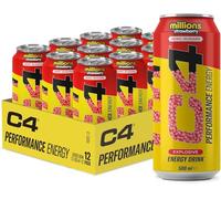 C4 Performance Energy Drinks, Strawberry Millions Flavour, 500ml, 12 Pack