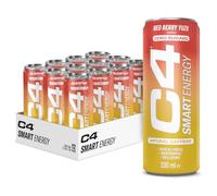 C4 Smart Energy Drinks Red Berry Yuzu 330ml (12 pack) | Sugar Free Energy Drink with 106mg Natural Caffeine, Brainberry, Nootropics, Vitamin C | Natural Energy Drink for Mental Focus On the Go