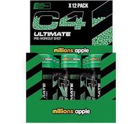 C4 Ultimate Pre Workout Shot | Green Apple Millions Flavour Energy Shots, 12 x 60ml Bottles | Sugar Free Energy Drink with 150g Caffeine, Beta Alanine, L Arginine, Vitamin B6, Vitamin B12, Amino Acids