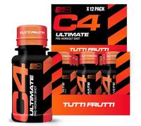 C4 Ultimate Pre-Workout Shot | Tutti Frutti Flavour Energy Shots, 12 x 60ml Bottles | Sugar Free Pre-Workout Shot with 200mg Caffeine, 2000mg L-Citrulline, 2000mg Beta Alanine, 800mg Betaine