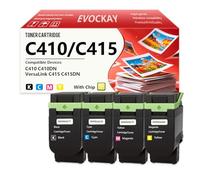 C410 C415 Toner Cartridges 4-Pack - 006R04677 006R04678 006R04679 006R04680 Compatible Replacement for Xerox C410 C410DN VersaLink C415 C415DN Printers(with Chip) Black Cyan Magenta Yellow