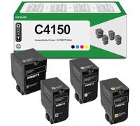C4150 Toner Cartridge Extra High Yield Compatible for Lexmark 24B6516 24B6517 24B6518 24B6519 Black Cyan Yellow Magenta Toner Replacement for Lexmark C4150 Printer(BK:16,600 Pages,CMY:10,600 Pages)