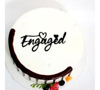 C419 Black Acrylic Engaged Cake Topper,Engagement Theme Cake Toppers, Wedding Anniversary Bridal Shower Bachelorette Party Cake Sign for Engagement Parties, Bridal Showers & Anniversaries