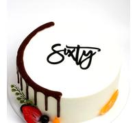 C487 Acrylic 60th Birthday Cake Topper, Sixty Cake Topper,60th Anniversary Cake Charm Party Decorations Supplies, Modern Cursive Design