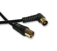 C4A® 1.5m TV Aerial Cable/Right Angled TV Coax Male to Straight Female/Shielded Coax Cable