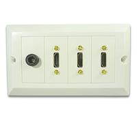 C4A® 3 Socket HDMI Wall Plate With Digital Optical Audio/Easy Connect Faceplate/White