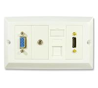 C4A® HDMI Wall Plate With CAT5e 3.5mm Jack and VGA/White Multi Connection Faceplate