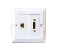 C4A Single HDMI And CAT6 Ethernet Wall Plate/Easy Connect Faceplate/White