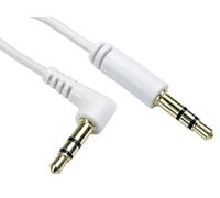 C4A® White 2m 3.5mm Jack Cable/Straight to Right Angled Slimline Jack Plug/Gold Plated / (2 Metre)