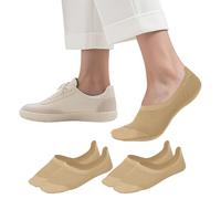 C4N Women's No Show Socks for Flats Non Slip Invisible Loafers Socks Ultra Thin Footies with Silicone Grip (UK, Alpha, M, Regular, Regular, Beige)