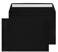 C5 Coloured Envelopes for A5 Greeting Cards Peel and Seal Wallet Envelopes Wedding Invitation Crafts Office 162x229mm- Pack of 20 envelopes (Black P&S)
