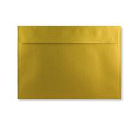 C5 Coloured Envelopes for A5 Greeting Cards Peel and Seal Wallet Envelopes Wedding Invitation Crafts Office 162x229mm- Pack of 25 envelopes (Metallic Gold P&S)